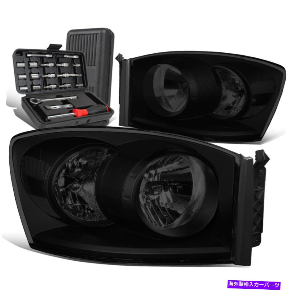 USヘッドライト 2006年から2009年のDodge RAM 1500 2500 2500色合いハウジングクリアサイドヘッドライト+ツールボックス For 2006-2009 Dodge Ram 1500 2500 Tinted Housing Clear Side Headlights+Tool Box【並行輸入品】
