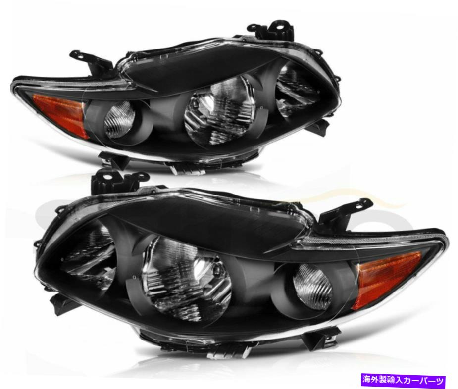 USヘッドライト 2009-2010トヨタカローラモデルのみヘッドライトブラックハウジングペアヘッドランプ For 2009-2010 Toyota Corolla models only Headlights Black Housing Pair Headlamps【並行輸入品】