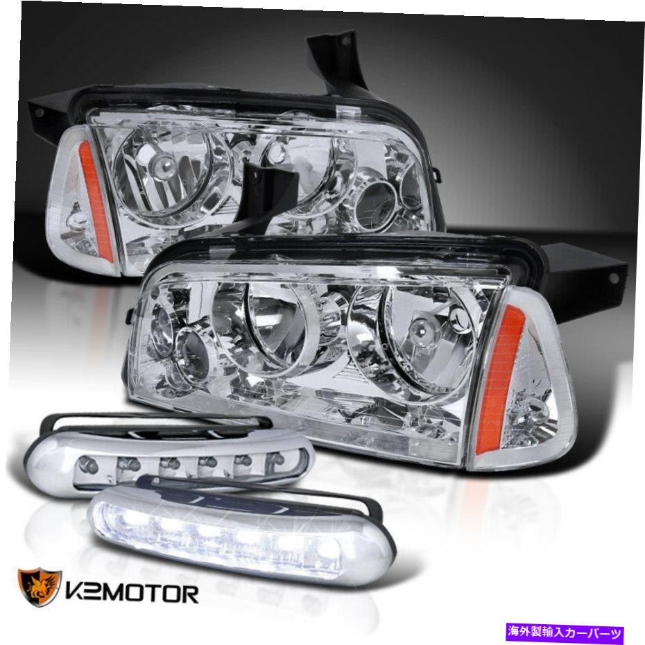 USヘッドライト 2006-2010 Dodge ChargerヘッドライトW /コーナーライト+ LEDフォグ駆動ランプ 2006-2010 Dodge Charger Headlights w/ Corner Lights+LED Fog Driving Lamps【並行輸入品】