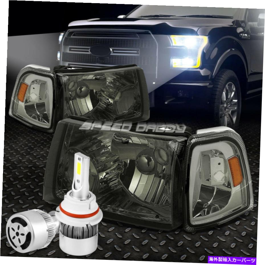 USヘッドライト スモークハウジングヘッドライト+アンバーコーナー+ホワイトLED 9007 HID 01-11レンジャー用ファン SMOKED HOUSING HEADLIGHT+AMBER CORNER+WHITE LED 9007 HID W/FAN FOR 01-11 RANGER【並行輸入品】