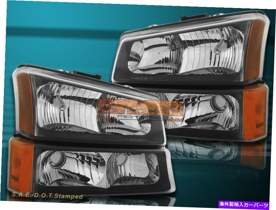USヘッドライト 03-06シボレーシルバード/アバランシェブラックハウジングヘッドライトクリアレンズ4 PCS 03-06 Chevrolet Silverado/Avalanche Black Housing Headlights Clear Lens 4 Pcs【並行輸入品】