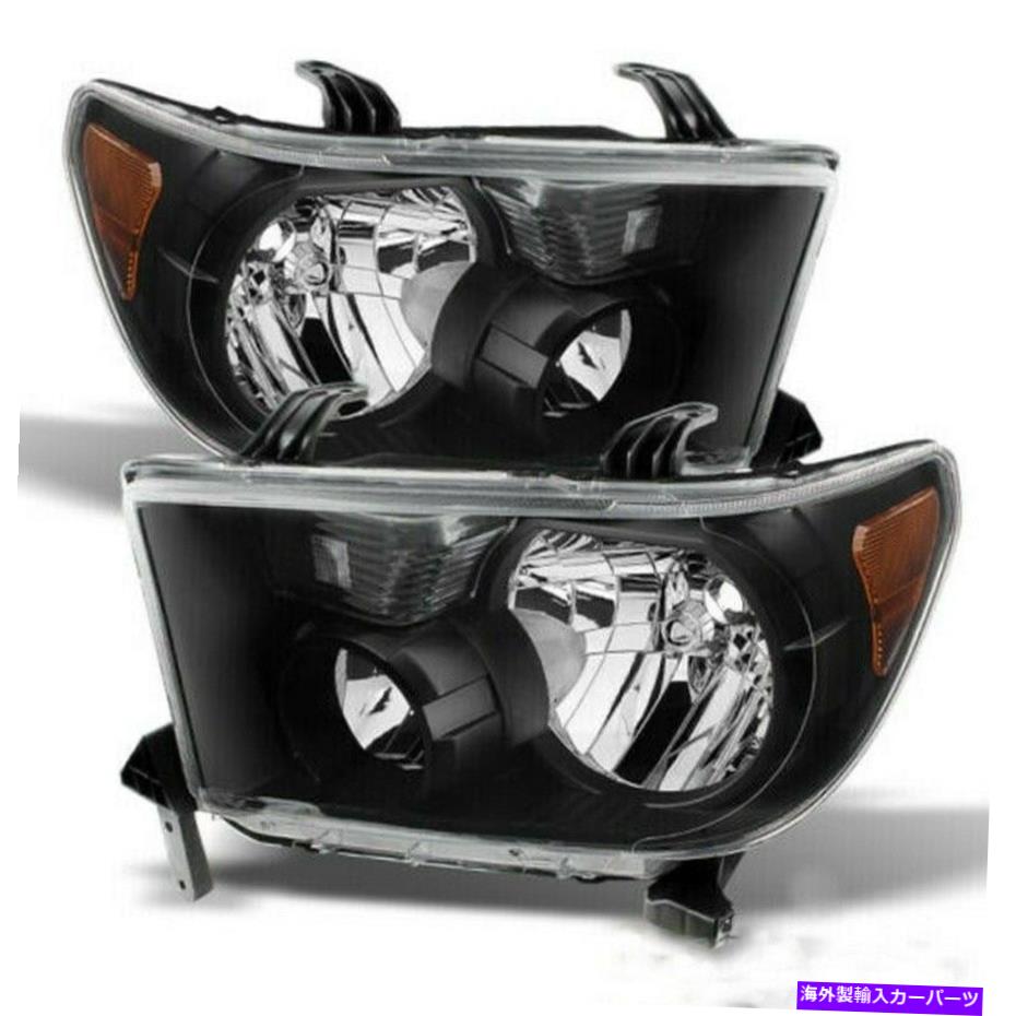USヘッドライト 2007-2013トヨタツンドラ/ 08-17 Sequoiaヘッドライトブラック左+右ペア For 2007-2013 Toyota Tundra/08-17 Sequoia Headlights Black Left+Right Pair【並行輸入品】