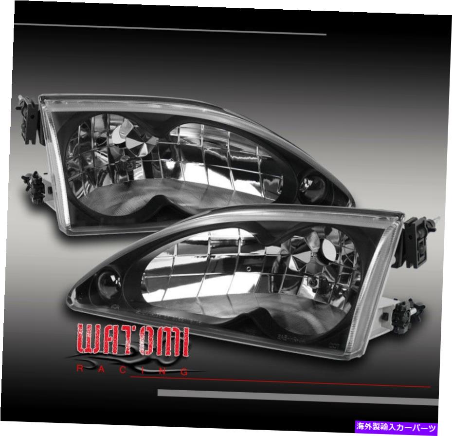 USヘッドライト 94-98フォードマスタングクリスタルダイヤングジョブライトブラック95 96 97 GT GTS SVT COBRA R 94-98 FORD MUSTANG CRYSTAL DIAMOND HEADLIGHTS BLACK 95 96 97 GT GTS SVT COBRA R【並行輸入品】