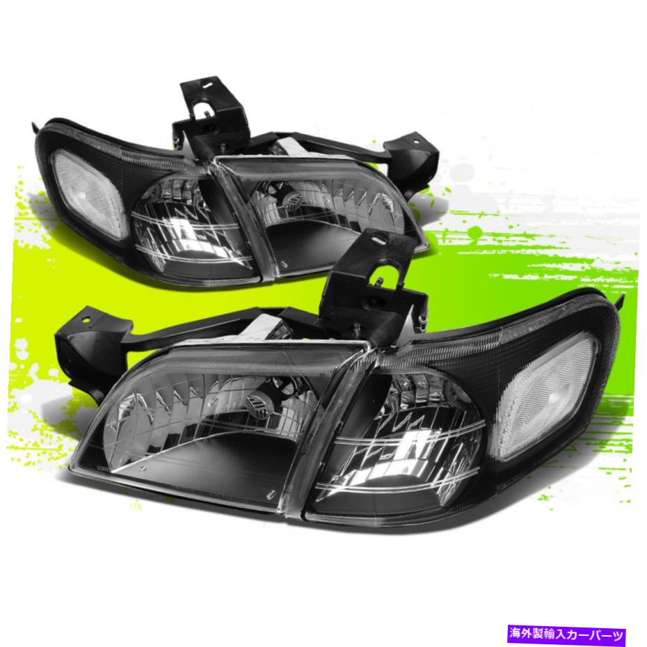 USヘッドライト ベンチャーシルエット97-05黒クリアL + Rのための工場スタイルのハロゲンヘッドライト Factory Style Halogen Headlights for Venture Silhouette 97-05 Black Clear L+R【並行輸入品】