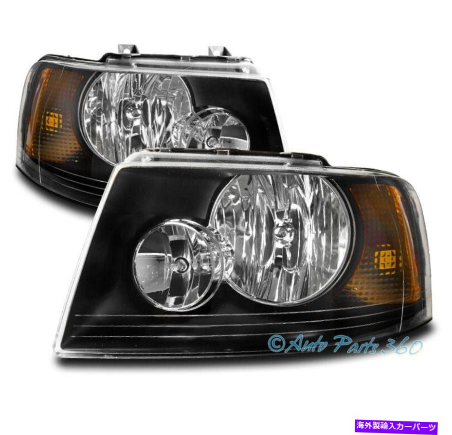 USヘッドライト 03-06フォードExpedition Sport Suv Crystal Styleヘッドライトヘッドランプランプブラック FOR 03-06 FORD EXPEDITION SPORT SUV CRYSTAL STYLE HEADLIGHT HEADLAMP LAMP BLACK【並行輸入品】