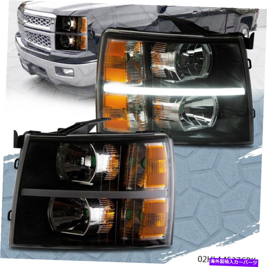 USヘッドライト フィット07-14 Chevy Silverado LED DRLストリップブラック/アンバーコーナーヘッドライトランプ Fit 07-14 Chevy Silverado LED DRL Strip Black/Amber Corner Headlight Lamp【並行輸入品】｜Us Custom Parts Shop USDM