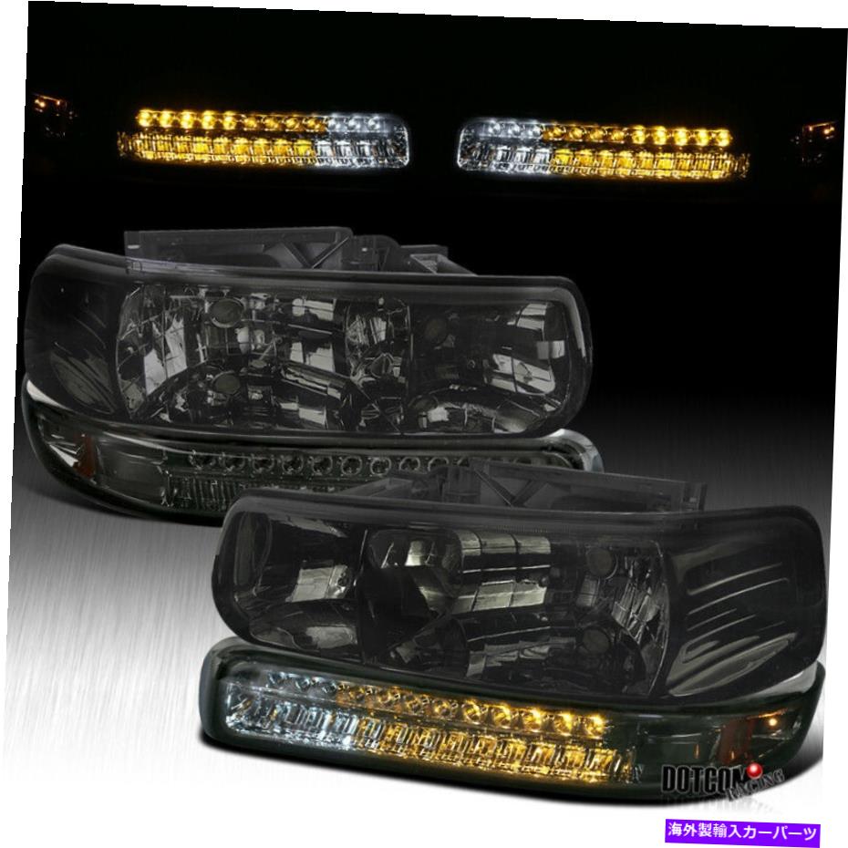 USヘッドライト 1999年から2002年のシボレーSilverado 2000-2006 Tahoe Smoke Headlights + LEDバンパーライト For 1999-2002 Chevy Silverado 2000-2006 Tahoe Smoke Headlights+LED Bumper Lights【並行輸入品】｜Us Custom Parts Shop USDM