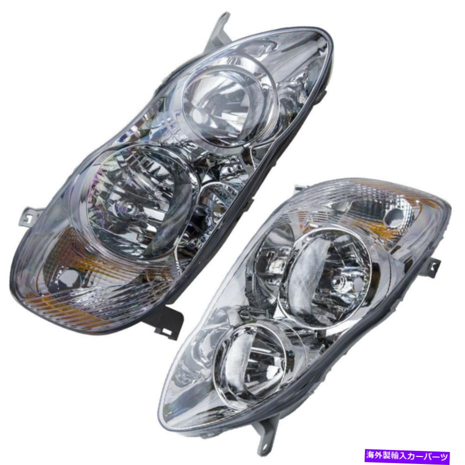 USヘッドライト 透明な交換用のヘッドランプヘッドライト左+右+右~~- 2008年 Clear Replacement Head Lamps Headlights Left+Right For Toyota Corolla 2003-2008【並行輸入品】
