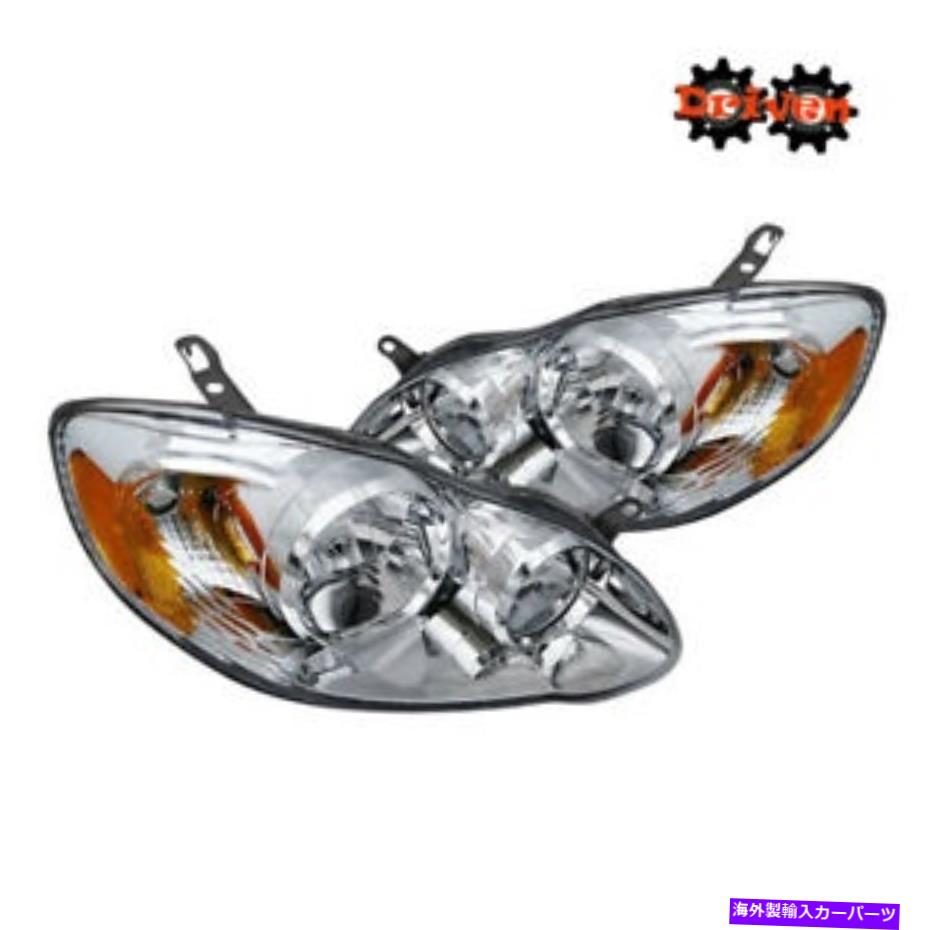USヘッドライト フィット：03-08トヨタカローラヘッドライトコーナークロームハウジングアンバーユーロS CEベース Fits: 03-08 Toyota Corolla Headlights Corner Chrome Housing Amber Euro S CE Base【並行輸入品】