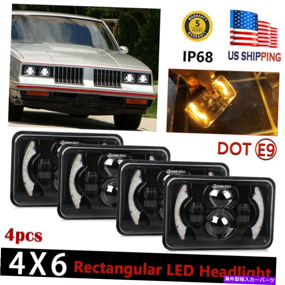 USヘッドライト 4pc 4x6アンバーLEDハロハロゲンクリスタルヘッドライトの天使の目はシボレーカマロのための天使の目 4pc 4X6 Amber LED Halo Halogen Crystal Headlights Angel Eye For Chevrolet Camaro【並行輸入品】