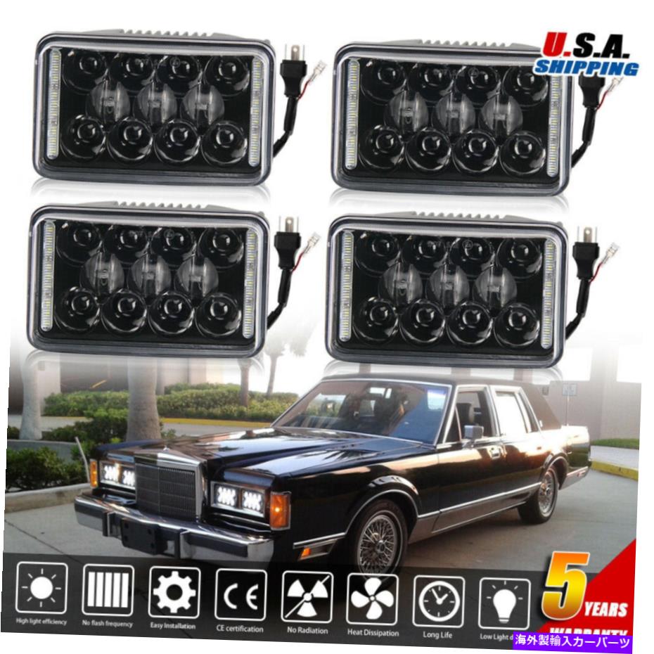 USヘッドライト ChevroletフォードのためのHalo DRLシールビームブラック4ピース4x6 LEDのドット 4pcs 4x6 Led Headlights DOT with Halo DRL Sealed Beam Black for Chevrolet Ford【並行輸入品】