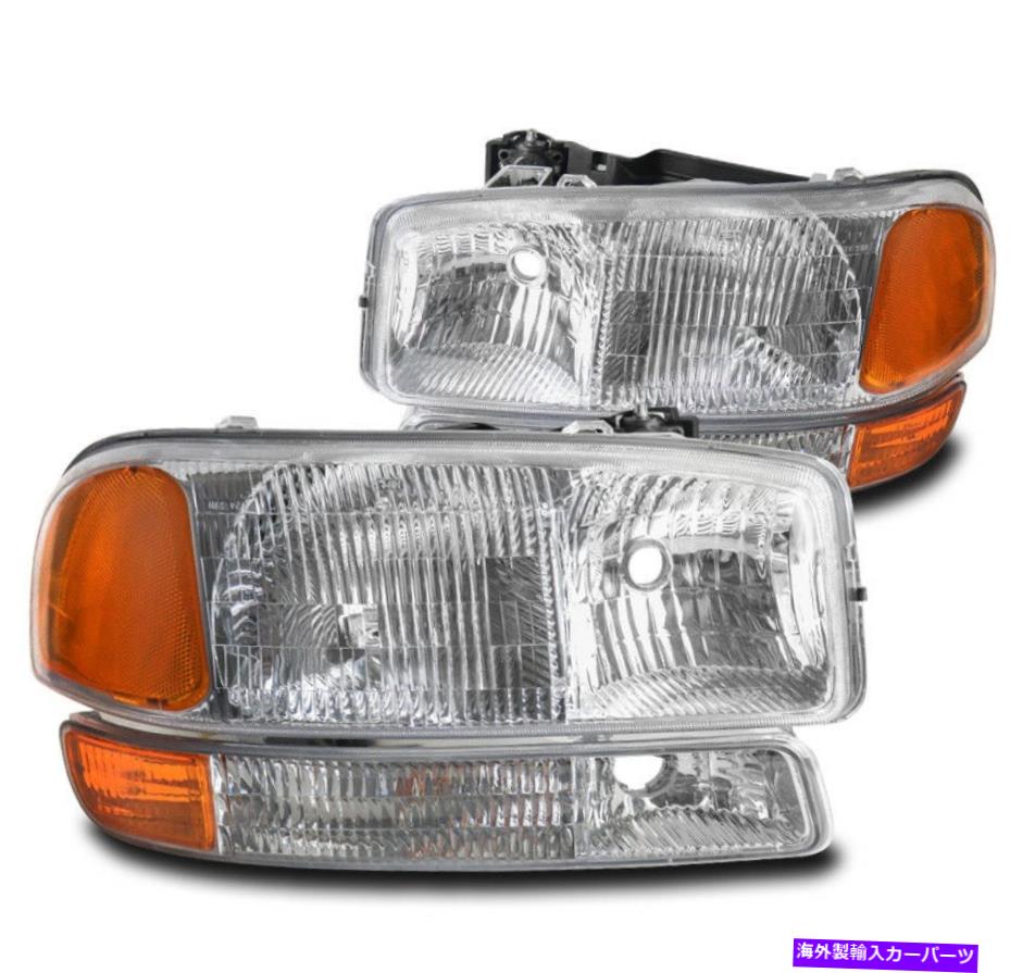 USヘッドライト 1999年から2007年GMC Sierra / 2000-2006 Yukon ChromeヘッドライトW /バンパーコーナーランプ FOR 1999-2007 GMC SIERRA/2000-2006 YUKON CHROME HEADLIGHTS W/BUMPER CORNER LAMP【並行輸入品】