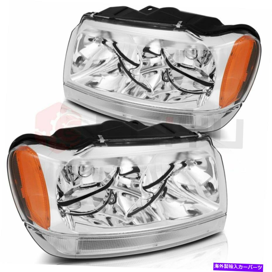 USヘッドライト ヘッドライトは1999-2004ジープグランドチェロキーヘッドランプアセンブリフロントペアライト Headlights Fits 1999-2004 Jeep Grand Cherokee Headlamp Assembly Front Pair Light【並行輸入品】
