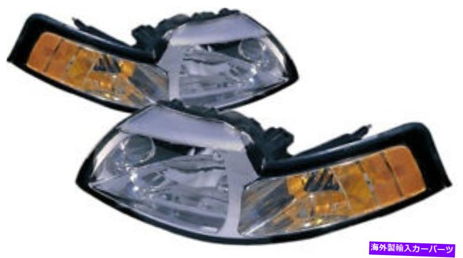 USヘッドライト 1999年2000フォードマスタングヘッドライトヘッドランプペアセット交換 For 1999 2000 Ford Mustang Headlight Headlamp Pair Set Replacement【並行輸入品】