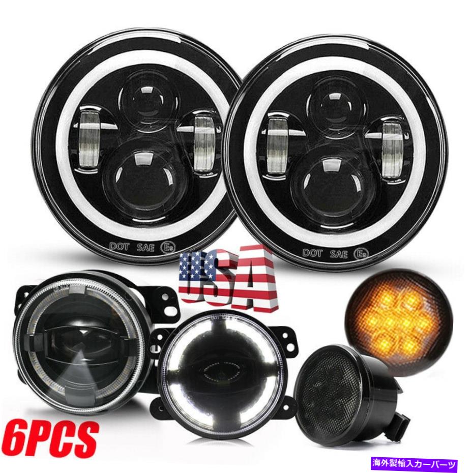 USヘッドライト Combo Halo 7 '' LEDヘッドライトSignal Fog Lamps for Jeep Wrangler JK 2007-18 Combo Halo 7'' LED Headlights Turn Signal Fog Lamps For Jeep Wrangler JK 2007-18【並行輸入品】