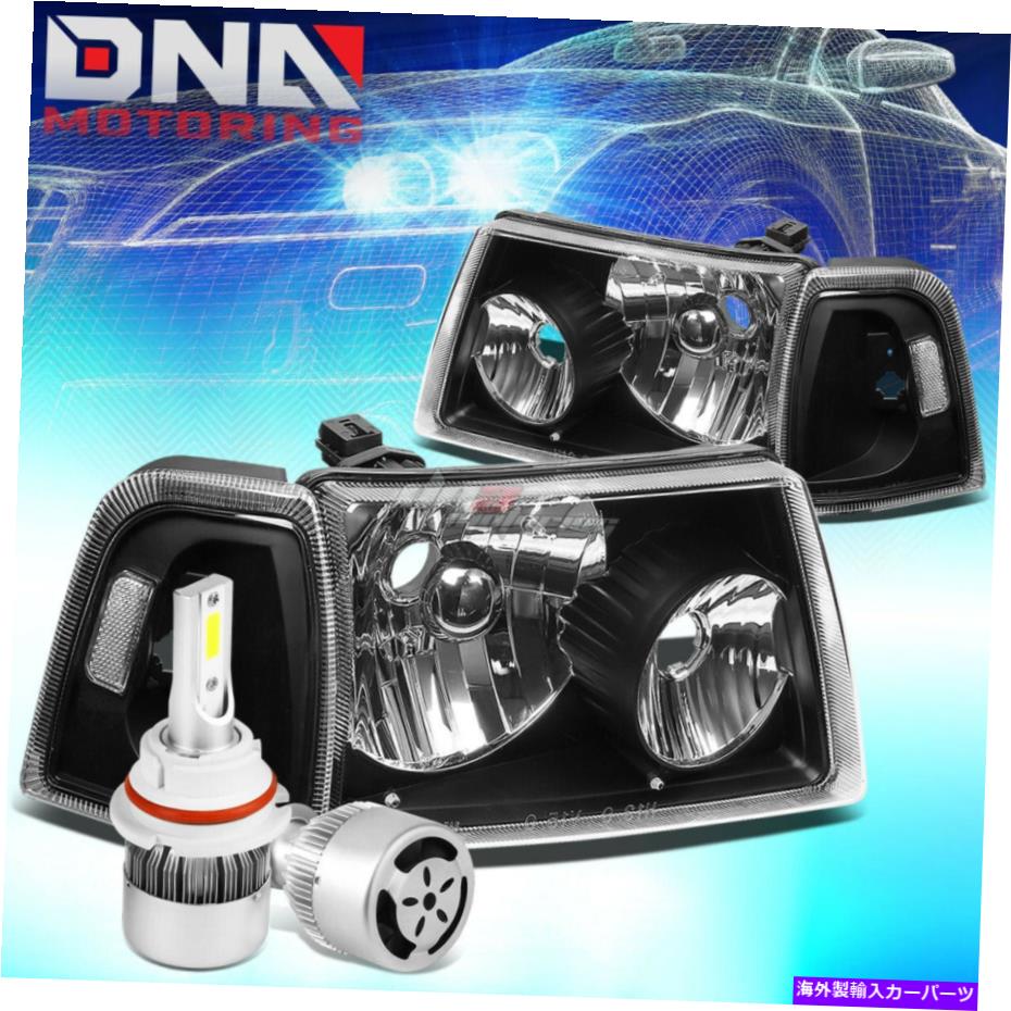 USヘッドライト ブラックハウジングヘッドライト+クリアコーナー+ホワイトLED 9007 HID W /ファンフィット01-11レンジャー BLACK HOUSING HEADLIGHT+CLEAR CORNER+WHITE LED 9007 HID W/FAN FIT 01-11 RANGER【並行輸入品】