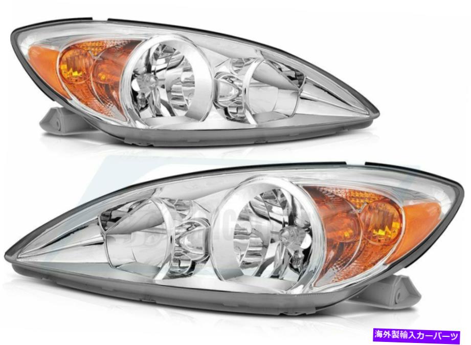 USヘッドライト 2002-2004トヨタカムリクロームハウジングヘッドライトヘッドランプ交換ペア For 2002-2004 Toyota Camry Chrome Housing Headlights Headlamps Replacement Pair【並行輸入品】