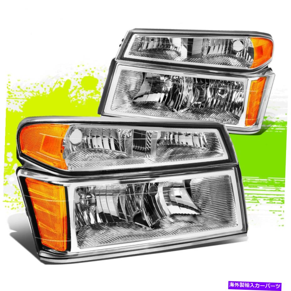 USヘッドライト Colorado Canyon 04-12クロムアンバーペアのための工場スタイルのハロゲンヘッドライトランプ Factory Style Halogen Headlight Lamp for Colorado Canyon 04-12 Chrome Amber Pair【並行輸入品】
