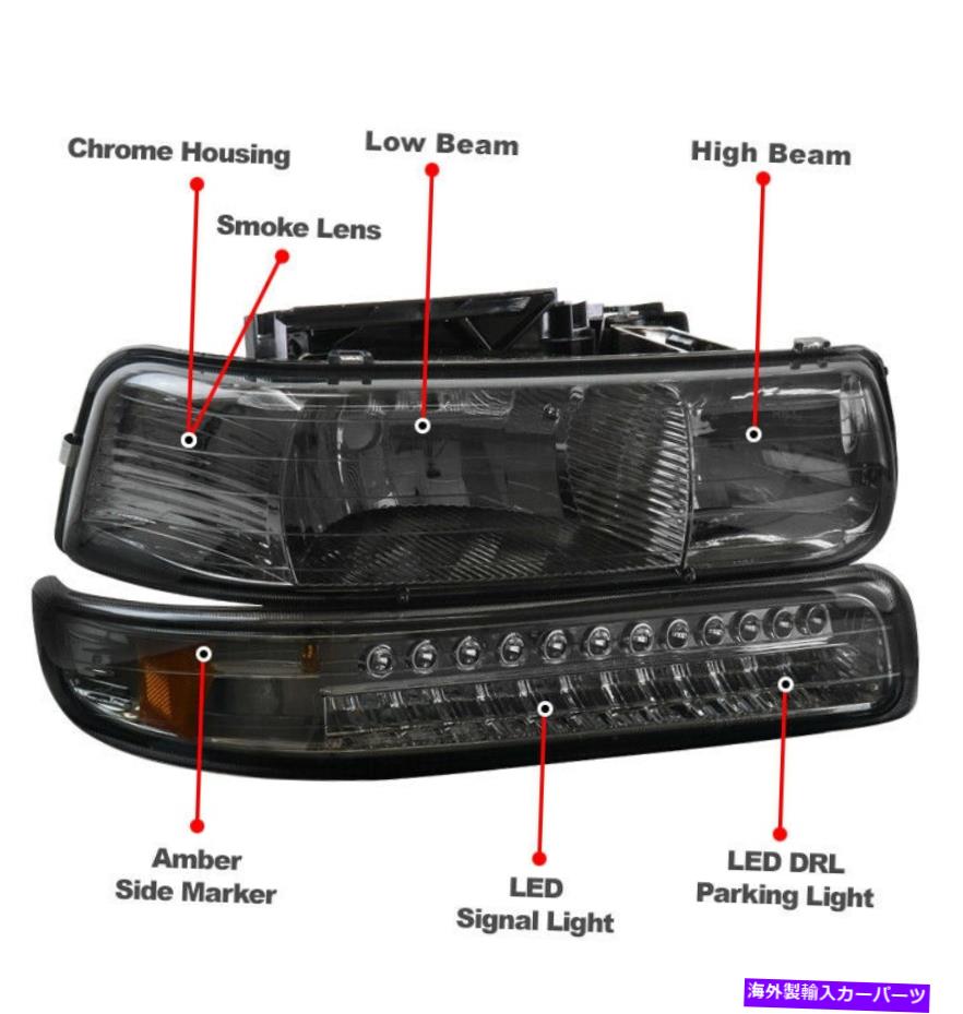 USヘッドライト 99-02 Silverado / 00-06郊外のTahoeの取り替えヘッドライト+ LEDバンパースモーク For 99-02 Silverado/00-06 Suburban Tahoe Replacement Headlight+LED Bumper Smoke【並行輸入品】｜Us Custom Parts Shop USDM