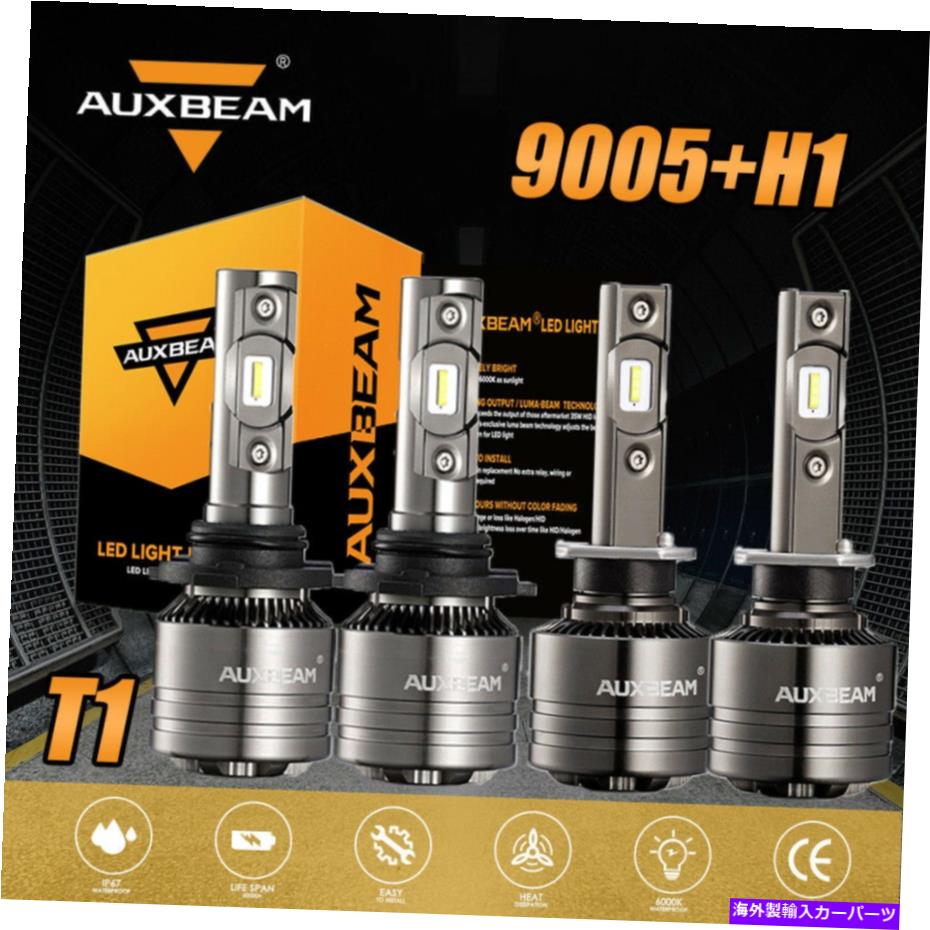 USヘッドライト AUXBeam 4X 9005 + H1 140WコンボLEDヘッドライト電球キット6500KホワイトHI HI LOビームT1 AUXBEAM 4x 9005+H1 140W Combo LED Headlight Bulbs Kit 6500K White Hi Lo Beam T1【並行輸入品】
