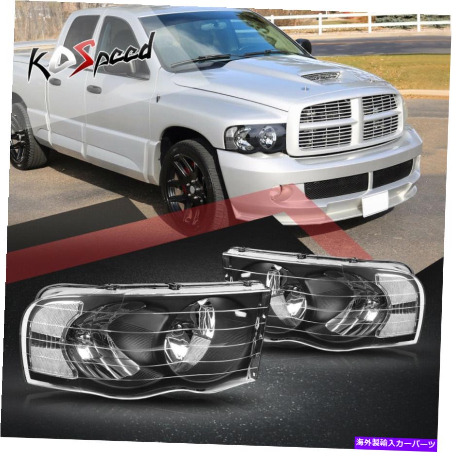 USヘッドライト 02-05 Dodge RAM 1500 2500のための黒/クリアコーナーOEスタイルのヘッドライトランプ Black/Clear Corner OE Style Headlight Lamps for 02-05 Dodge Ram 1500 2500 3500【並行輸入品】