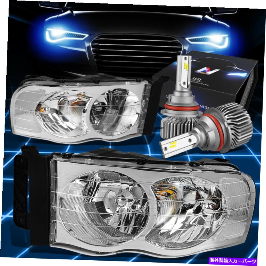 USヘッドライト FIT 2002-2005ダッジトラック信号クリスタルヘッドライトランプW / LEDスリムスタイルクロム Fit 2002-2005 Dodge Truck Signal Crystal Headlight Lamp W/LED Slim Style Chrome【並行輸入品】