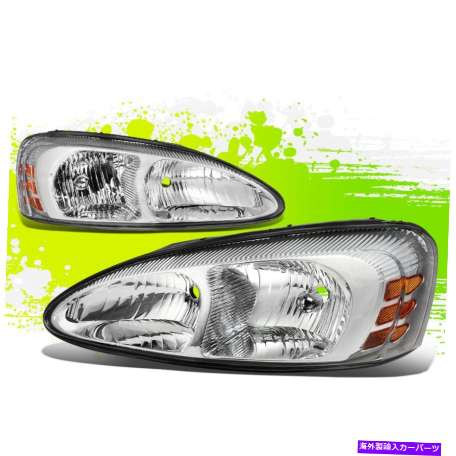 USヘッドライト 04-08 Pontiac Grand Prix Chrome琥珀色のヘッドライト/ランプドライバー+旅客サイド FOR 04-08 PONTIAC GRAND PRIX CHROME AMBER HEADLIGHT/LAMPS DRIVER+PASSENGER SIDE【並行輸入品】