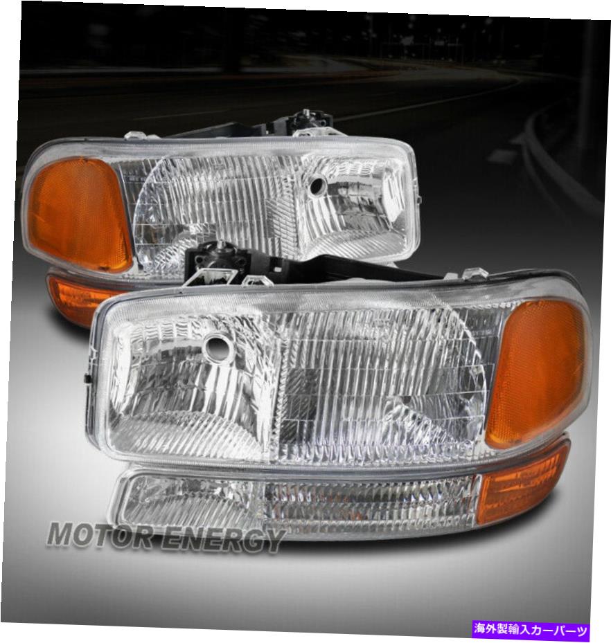 USヘッドライト 99-07 GMC Sierra / 00-06 Yukon 1500 2500 Chromeヘッドライト+バンパーパーキングランプ FOR 99-07 GMC SIERRA/00-06 YUKON 1500 2500 CHROME HEADLIGHT +BUMPER PARKING LAMP【並行輸入品】