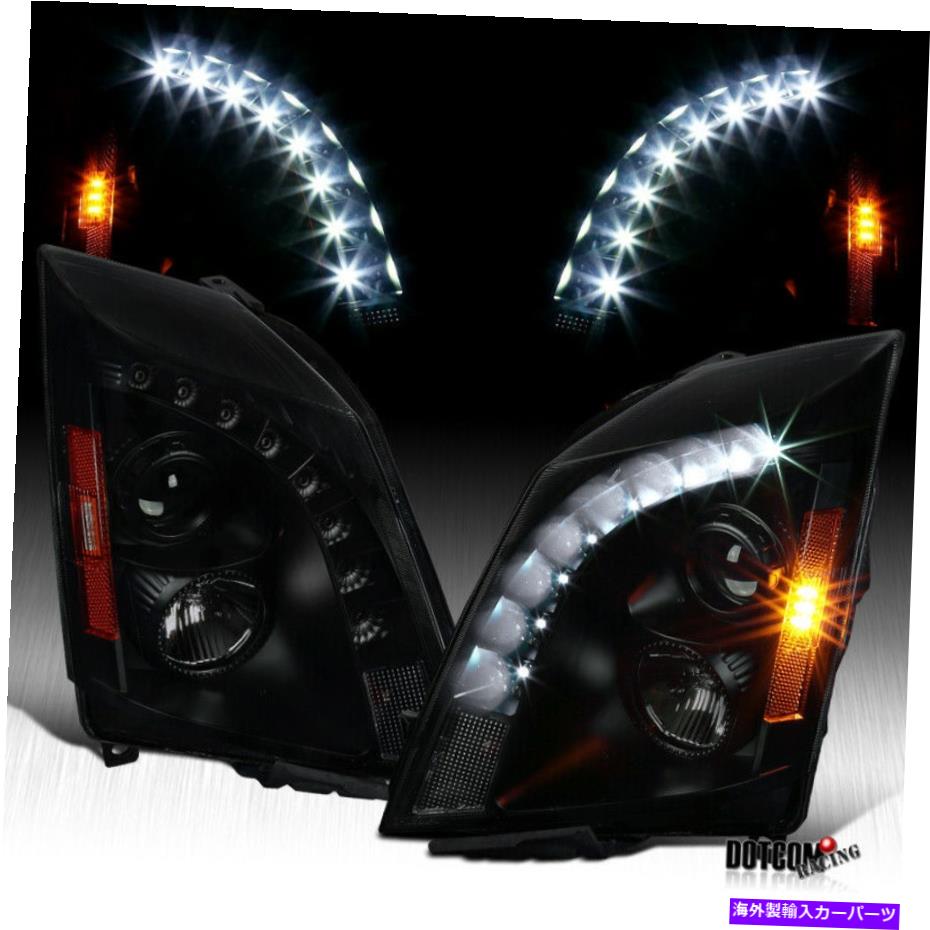 USヘッドライト 2008-2014のための黒い煙CTSプロジェクターヘッドライトペアW / LED DRLストリップ Black Smoke For 2008-2014 Cadillac CTS Projector Headlight Pair w/ LED DRL Strip【並行輸入品】
