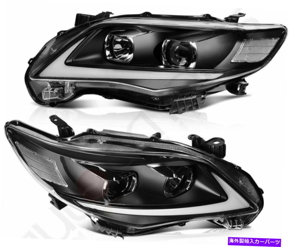 USヘッドライト トヨタカローラ2011-2013ブラックヘッドライト交換用LED DRLペアヘッドランプ For Toyota Corolla 2011-2013 Black Headlights Replacement LED DRL Pair Headlamps【並行輸入品】