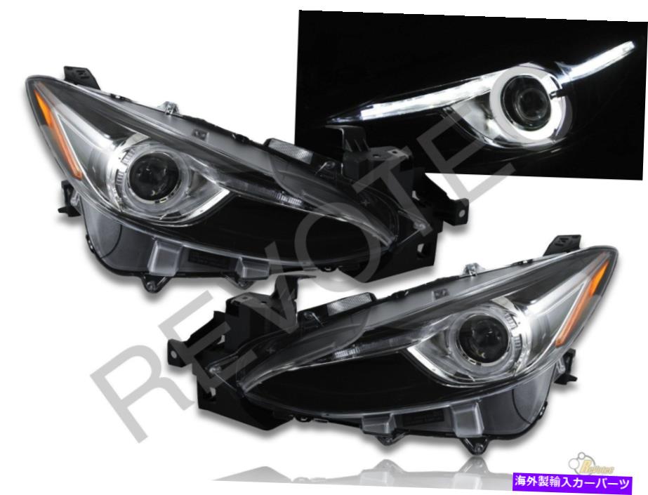 USヘッドライト 2014-2016マツダ3セダン4ドアブラックLEDバーHaloプロジェクターヘッドライトRH + LH 2014-2016 Mazda 3 Sedan 4 Door Black LED Bar Halo Projector Headlights RH + LH【並行輸入品】｜Us Custom Parts Shop USDM