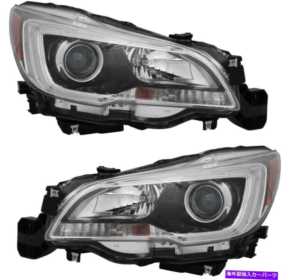 USヘッドライト ハロゲンヘッドライトアセンブリブラックペア15 16 17スバルレガシアウトバック Halogen Headlights Assembly Black Pair Set for 15 16 17 Subaru Legacy Outback【並行輸入品】