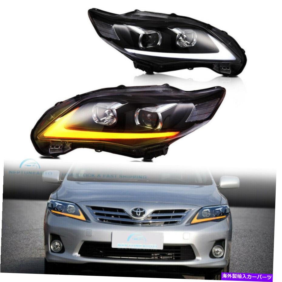 USヘッドライト 2011-2013トヨタカローラヘッドランププロジェクター左+右 Pair LED Headlights For 2011-2013 TOYOTA COROLLA Head Lamps Projector Left+Right【並行輸入品】