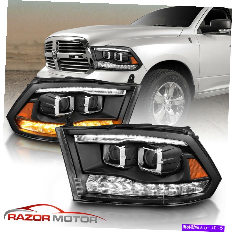 USヘッドライト 2009-2018 Dodge RAM 1500 2500 2500 3500ブラックLEDバーデュアルプロジェクターヘッドライト For 2009-2018 Dodge Ram 1500 2500 3500 Black LED Bar Dual Projector Headlights【並行輸入品】｜Us Custom Parts Shop USDM
