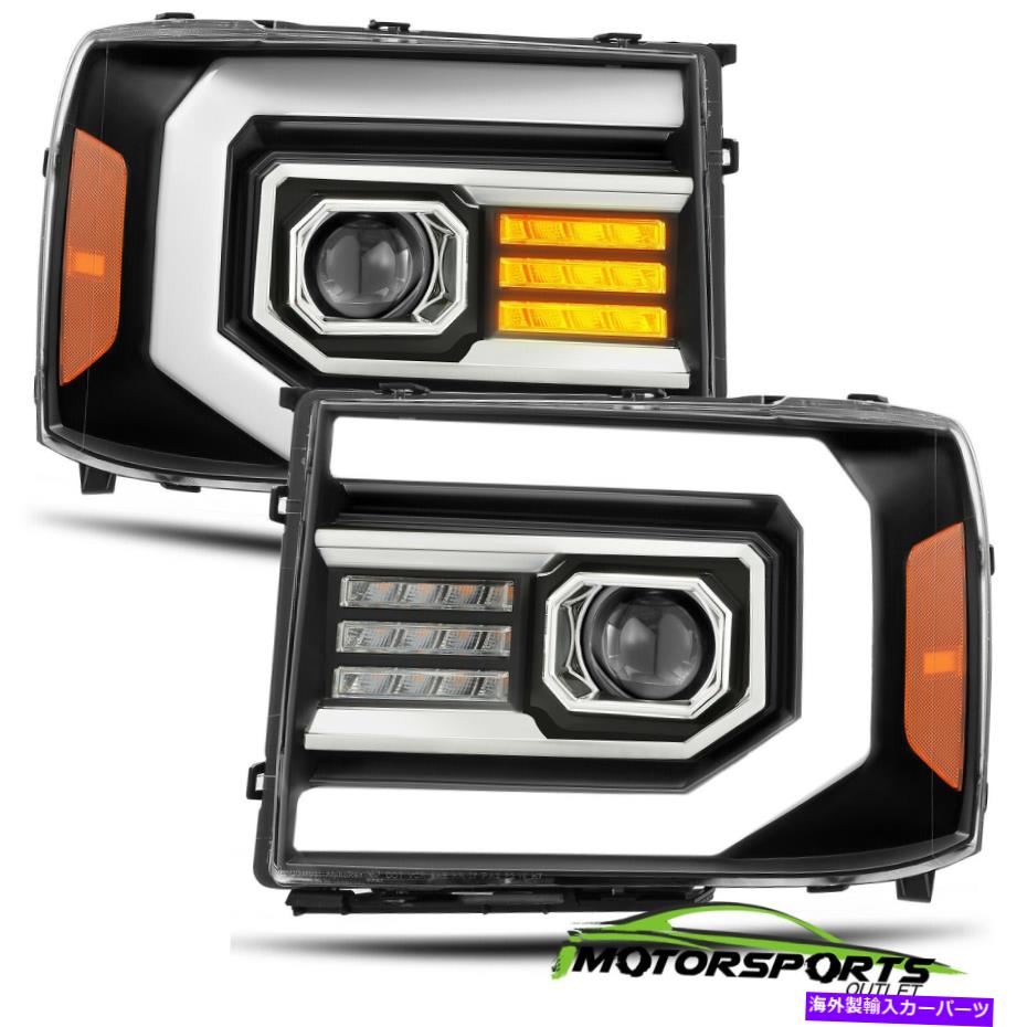 USヘッドライト FIT 07-13 GMC Sierra 1500 / 07-14 2500 / 3500HDブラックヘッドライトW / LED DRL +信号 Fit 07-13 GMC sierra 1500/07-14 2500/3500HD Black Headlights w/LED DRL+Signal【並行輸入品】