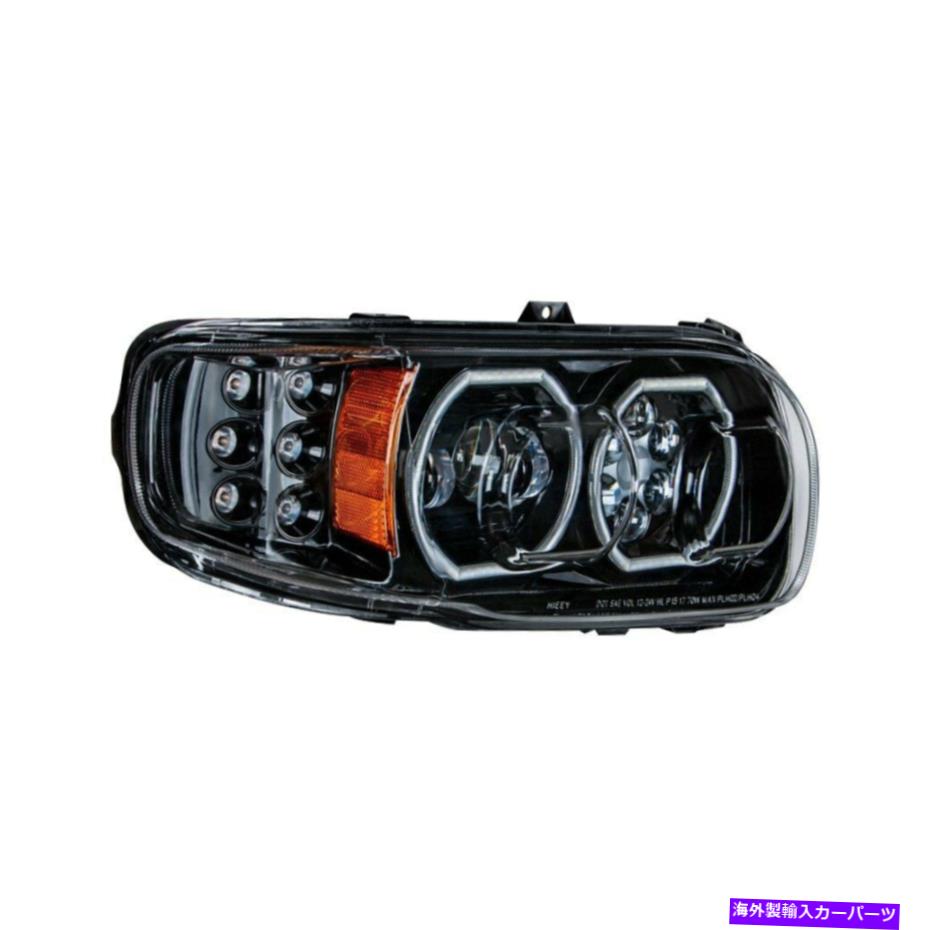 USヘッドライト PeterBilt 389 08-20旅客サイドブラックHaloプロジェクターLEDヘッドライト For Peterbilt 389 08-20 Passenger Side Black Halo Projector LED Headlight【並行輸入品】