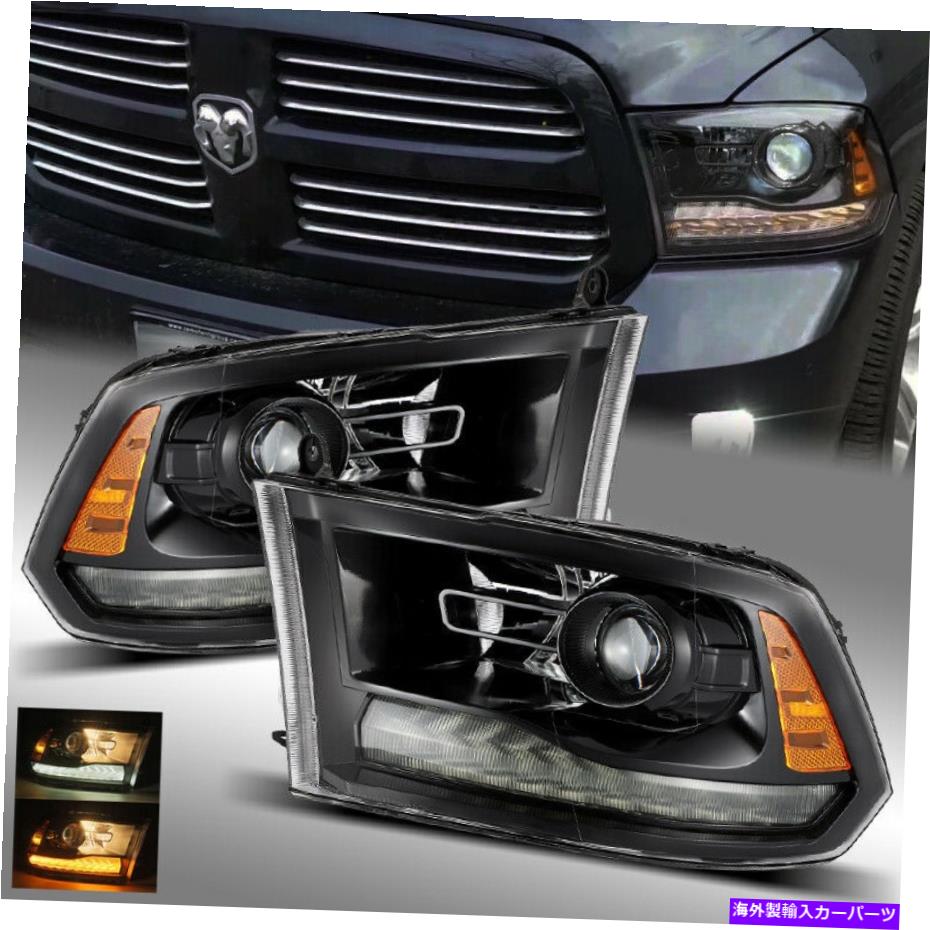 USヘッドライト 2013-2018 RAM 1500/2500/3500フル光沢株プロジェクターヘッドライトアセンブリ For 2013-2018 Ram 1500/2500/3500 Full Gloss Stock Projector Headlights Assembly【並行輸入品】