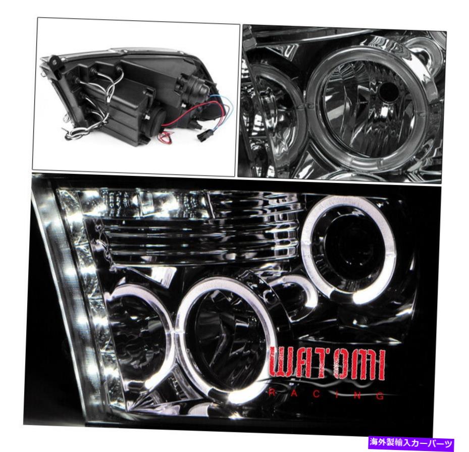 USヘッドライト 09-17 RAMピックアップトラックDRL LED HaloプロジェクターヘッドライトSmokes Left + Right FOR 09-17 RAM PICKUP TRUCK DRL LED HALO PROJECTOR HEADLIGHTS SMOKE LEFT+RIGHT【並行輸入品】|Us Custom Parts Shop USDM