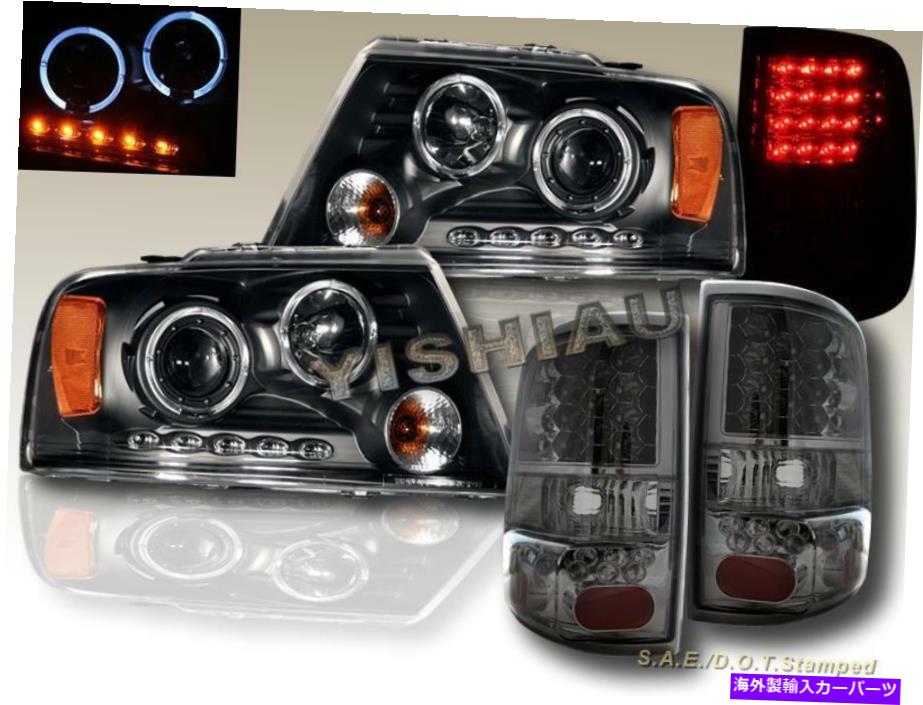 USヘッドライト 2004-2008フォードF150デュアルハローLEDプロジェクターヘッドライト+ LEDスモークテールライト 2004-2008 FORD F150 DUAL HALO LED PROJECTOR HEADLIGHTS + LED SMOKE TAIL LIGHTS【並行輸入品】