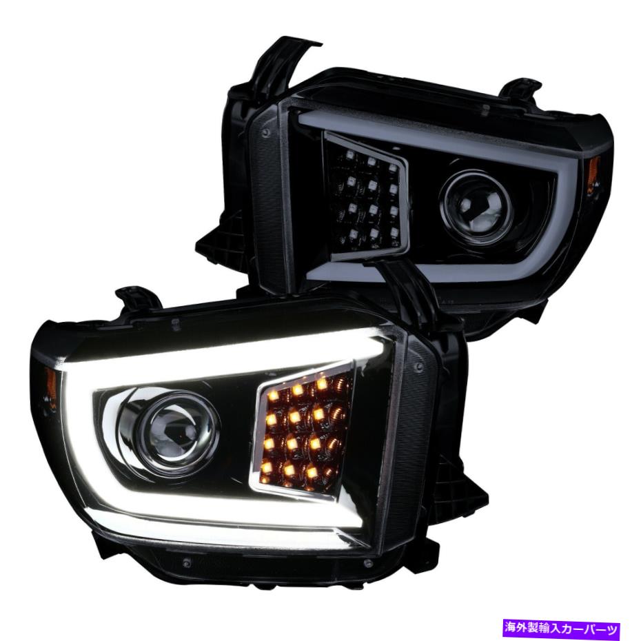 USヘッドライト フィット14-18ツンドラ光沢のある黒LED DRL＆順次信号プロジェクターヘッドライト Fit 14-18 Tundra Glossy Black LED DRL & Sequential Signal Projector Headlights【並行輸入品】