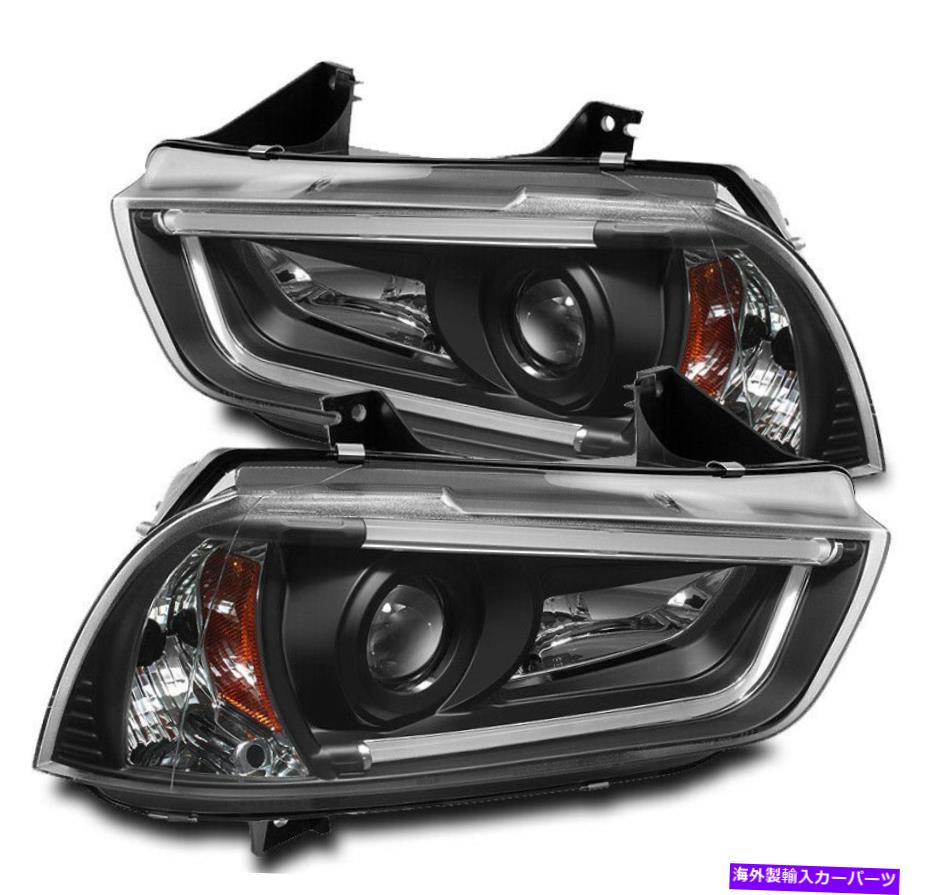 USヘッドライト 2011-14充電器（HID版）LED DRLバープロジェクターヘッドライトランプブラック FOR 2011-14 CHARGER (HID VERSION) LED DRL BAR PROJECTOR HEADLIGHTS LAMPS BLACK【並行輸入品】