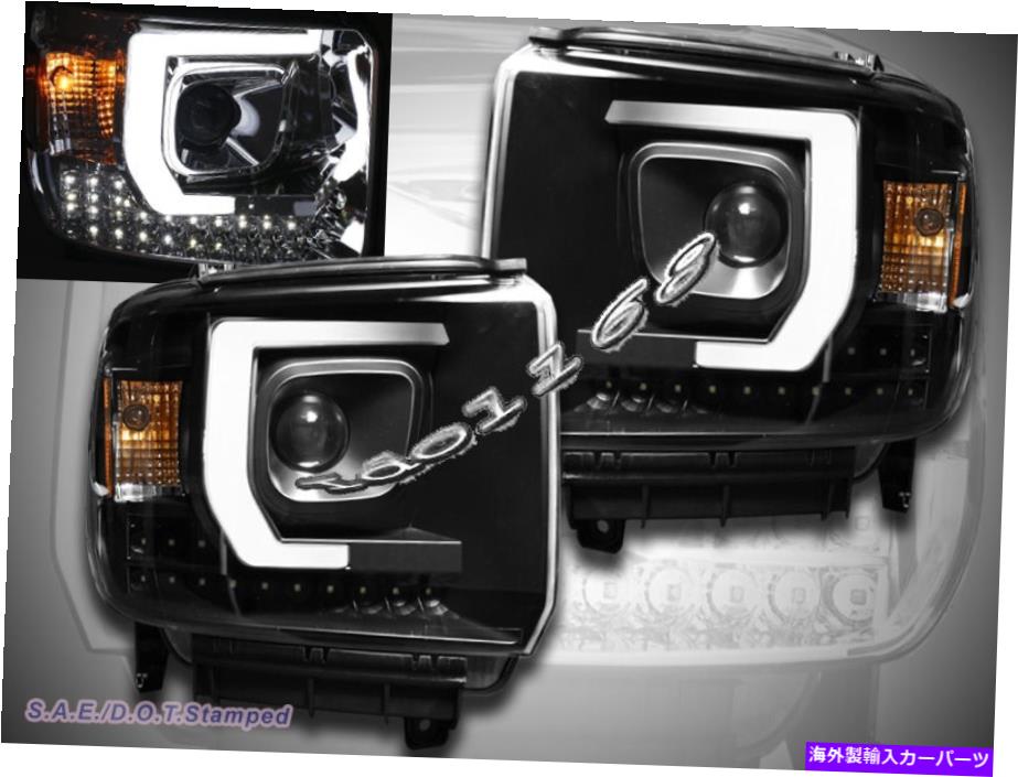 USヘッドライト 14-15 GMC Sierra 1500 2500HD 3500HD LEDプロジェクターの板スタイルヘッドライトブラック 14-15 GMC Sierra 1500 2500HD 3500HD LED Projector Plank Style Headlights Black【並行輸入品】