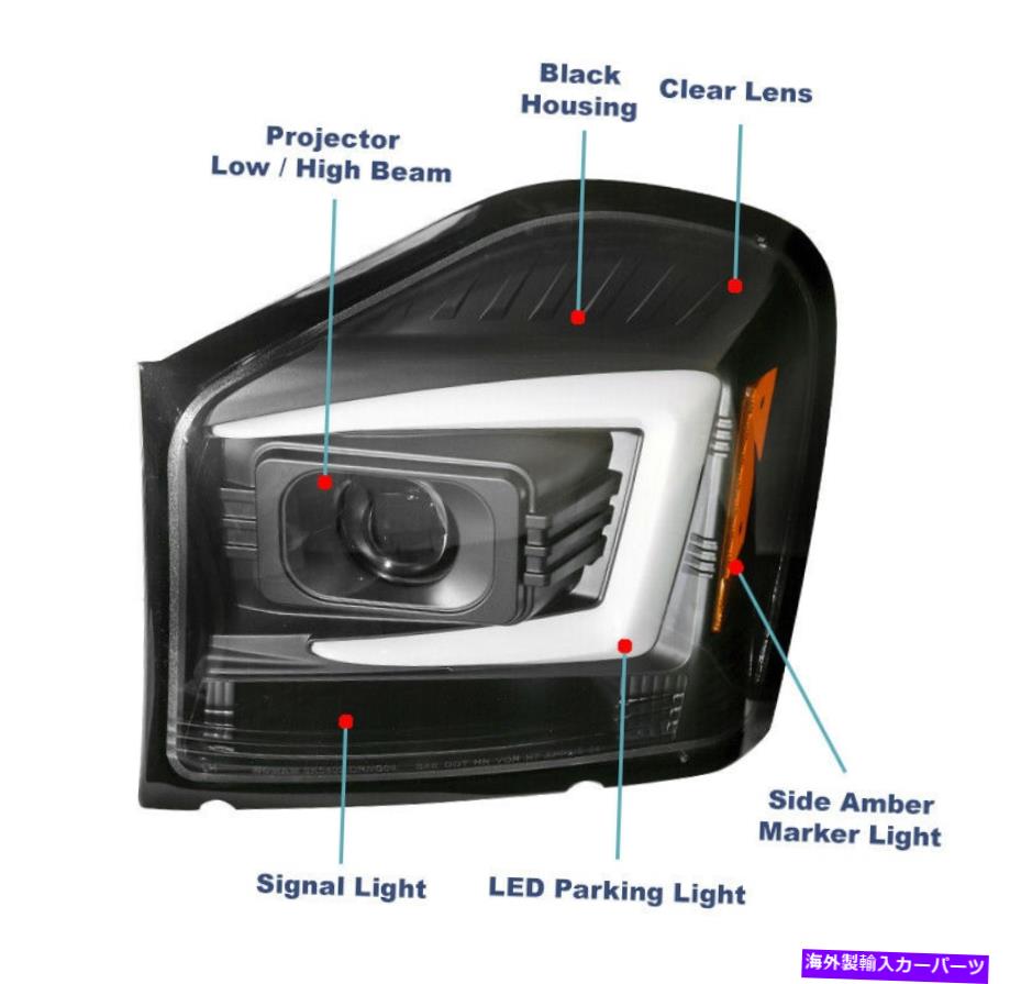 USヘッドライト 2004年2005 2006 Dodge Durango LEDチューブブラックプロジェクターヘッドライト+バンパーDRL For 2004 2005 2006 Dodge Durango LED Tube Black Projector Headlight +Bumper DRL【並行輸入品】