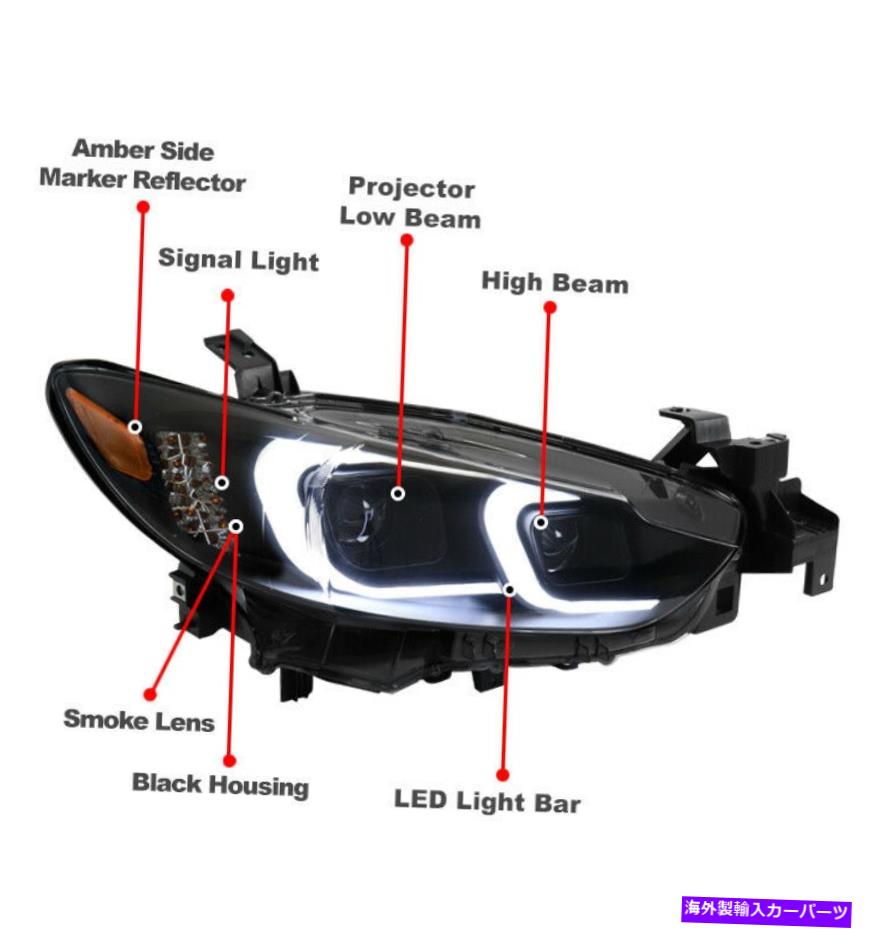 USヘッドライト 14-17マツダ6 LEDチューブブラック/スモークプロジェクターヘッドライトランプ+ブルーDRL信号 For 14-17 Mazda 6 LED Tube Black/Smoke Projector Headlight Lamp +Blue DRL Signal【並行輸入品】｜Us Custom Parts Shop USDM