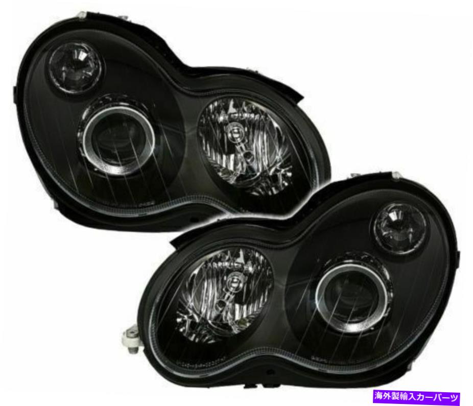 USヘッドライト メルセデスCクラスW203ブラックプロジェクターハロゲンヘッドライト2000-2007セダンワゴン MERCEDES C CLASS W203 BLACK PROJECTOR HALOGEN HEADLIGHTS 2000-2007 SEDAN WAGON【並行輸入品】