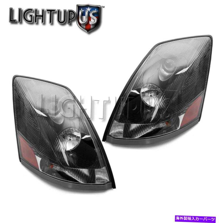 USヘッドライト 左右の側面ペアブラックヘッドライト2004-2015 VOLVO VN Left Right Sides Pair Black Headlights for 2004-2015 VOLVO VN【並行輸入品】