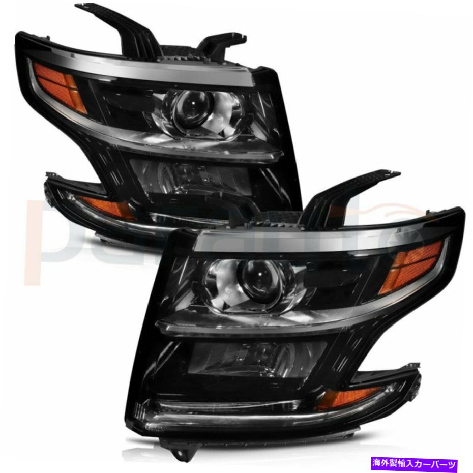 USヘッドライト ヘッドライトフィット2015-2020 Chevy Tahoe Suburban Black Headlamps Corner Left + Right Headlights Fits 2015-2020 Chevy Tahoe Suburban Black Headlamps Corner Left+Right【並行輸入品】