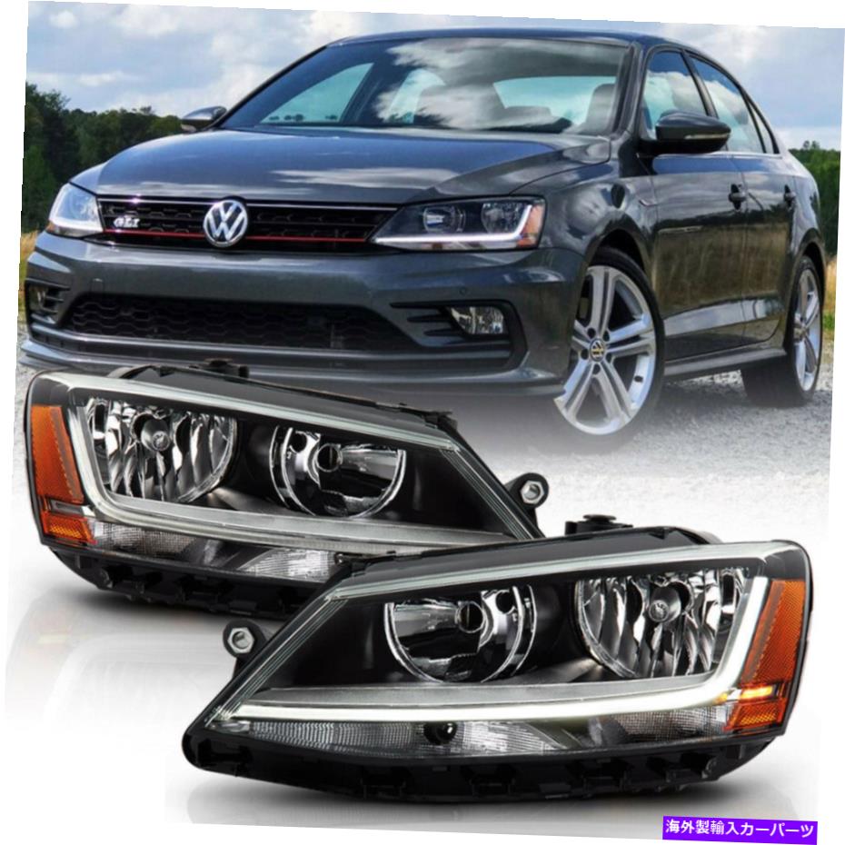 USヘッドライト 11-18 VW Jetta Crystal Clearの交換ヘッドライトランプLED DRL左+右 For 11-18 VW Jetta Crystal Clear Replacement Headlight Lamp LED DRL Left+Right【並行輸入品】