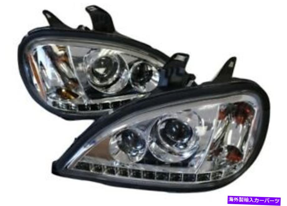 USヘッドライト FreightLiner ColumbiaヘッドライトLEDストライプクリスタルペアセット左右のプロジェクター Freightliner Columbia Headlight LED Stripe Crystal Pair Set Left Right Projector【並行輸入品】