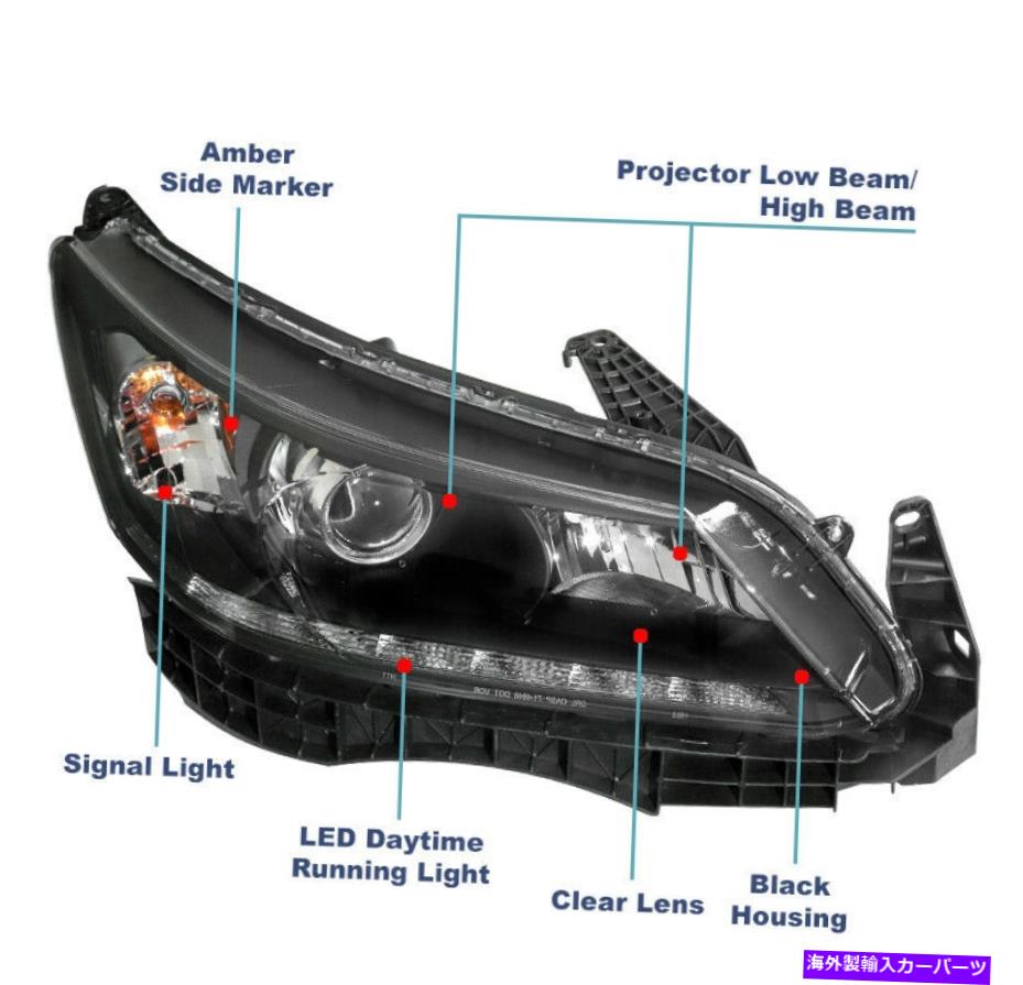 USヘッドライト 2013-2015ホンダアコード4DR LEDバーブラックプロジェクターヘッドライトW / Blue DRL + HID For 2013-2015 Honda Accord 4DR LED Bar Black Projector Headlights w/Blue DRL+HID【並行輸入品】 66,753円